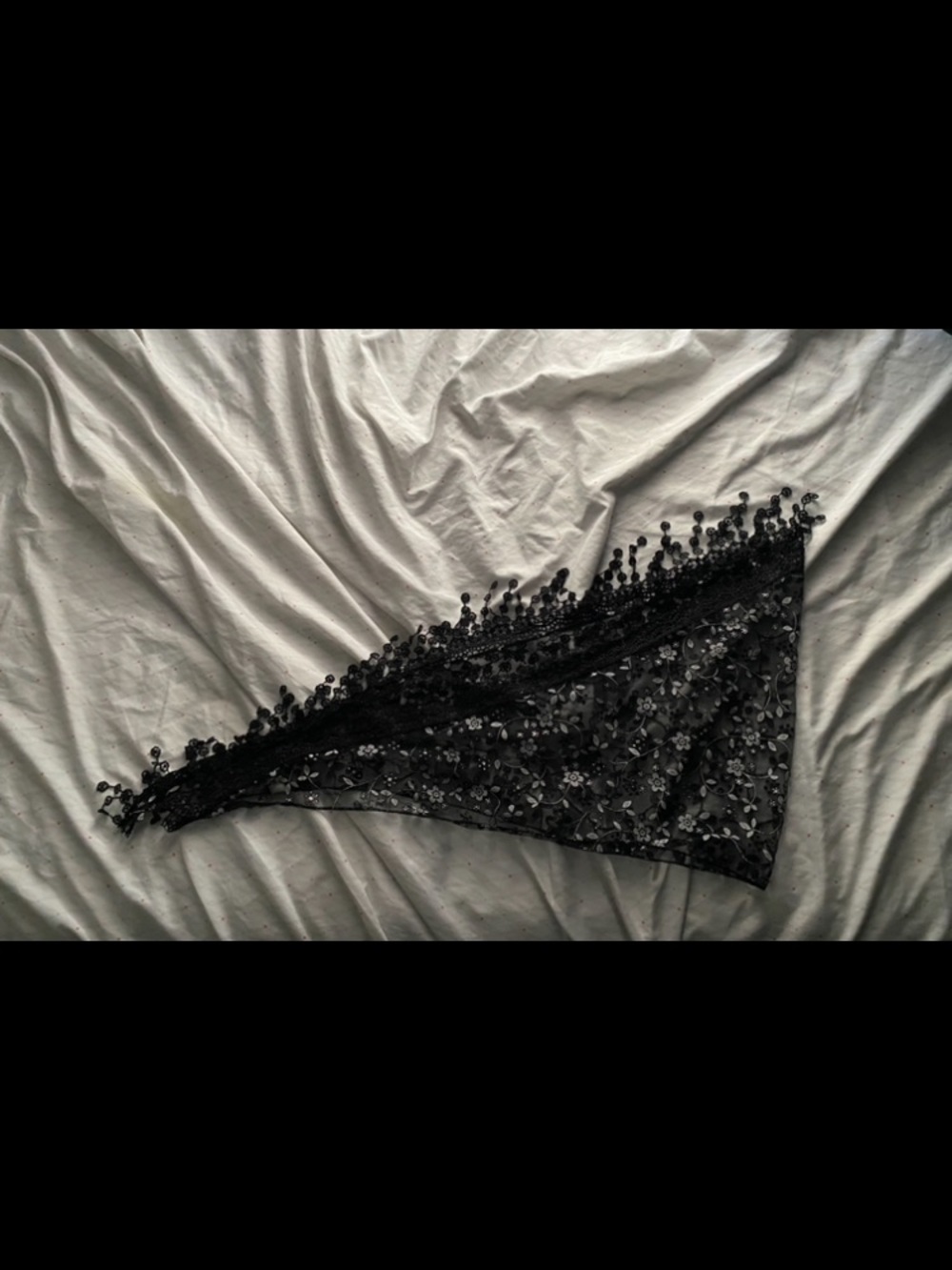 Black Floral Sequin Triangle Scarf